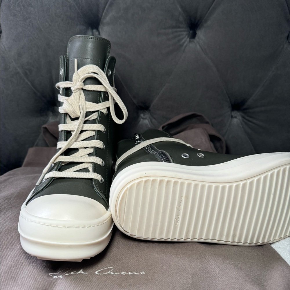 Rick OWENS Green high sneakers - Picture 4 of 5